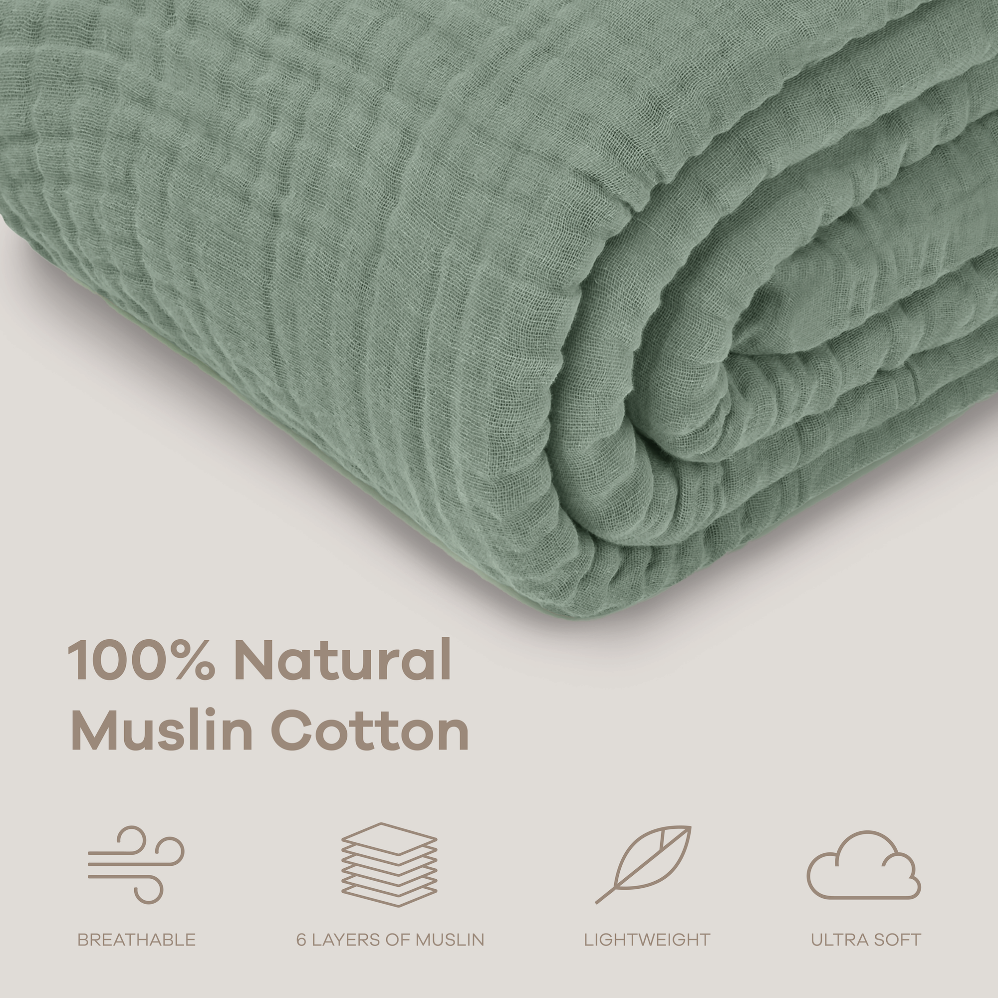 Muslin Blanket for Adults, 6-Layer Bedding by Comfy Cubs
