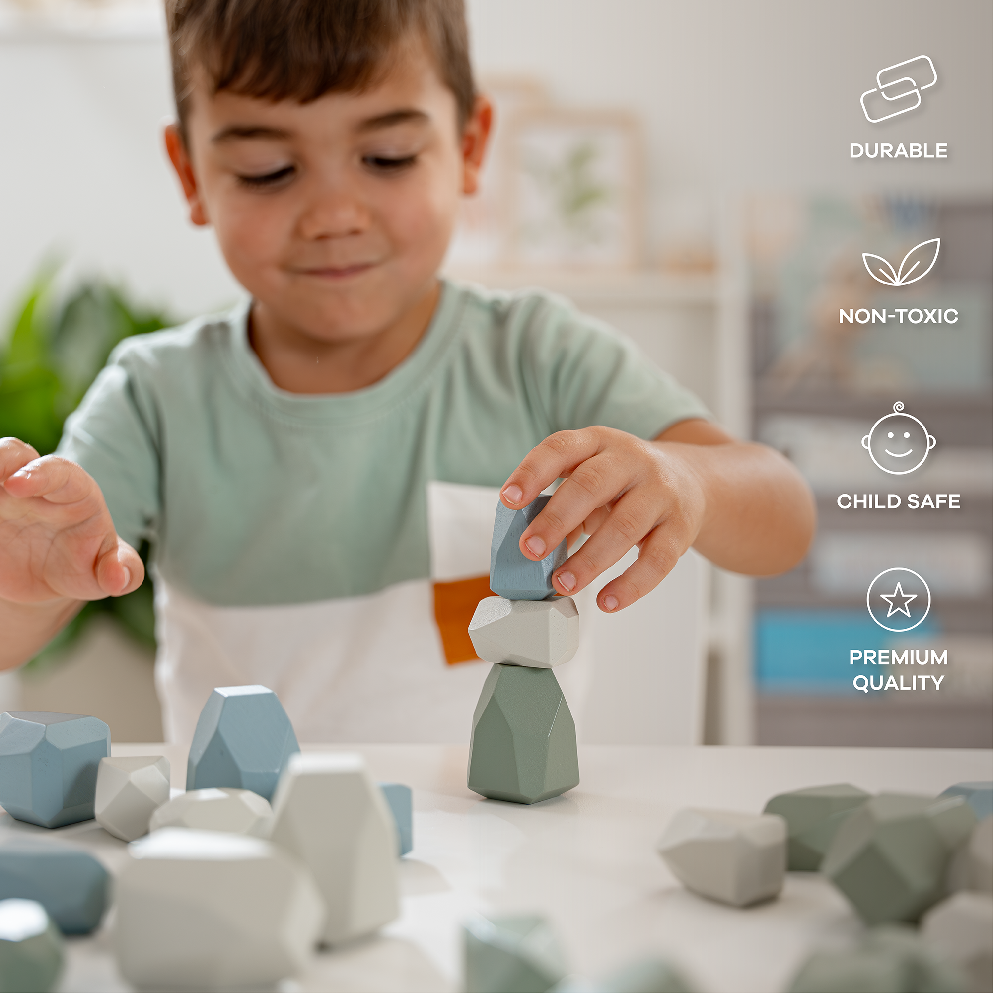 Stacking Rocks, 36 pcs Wooden Stacking Stones by Comfy Cubs