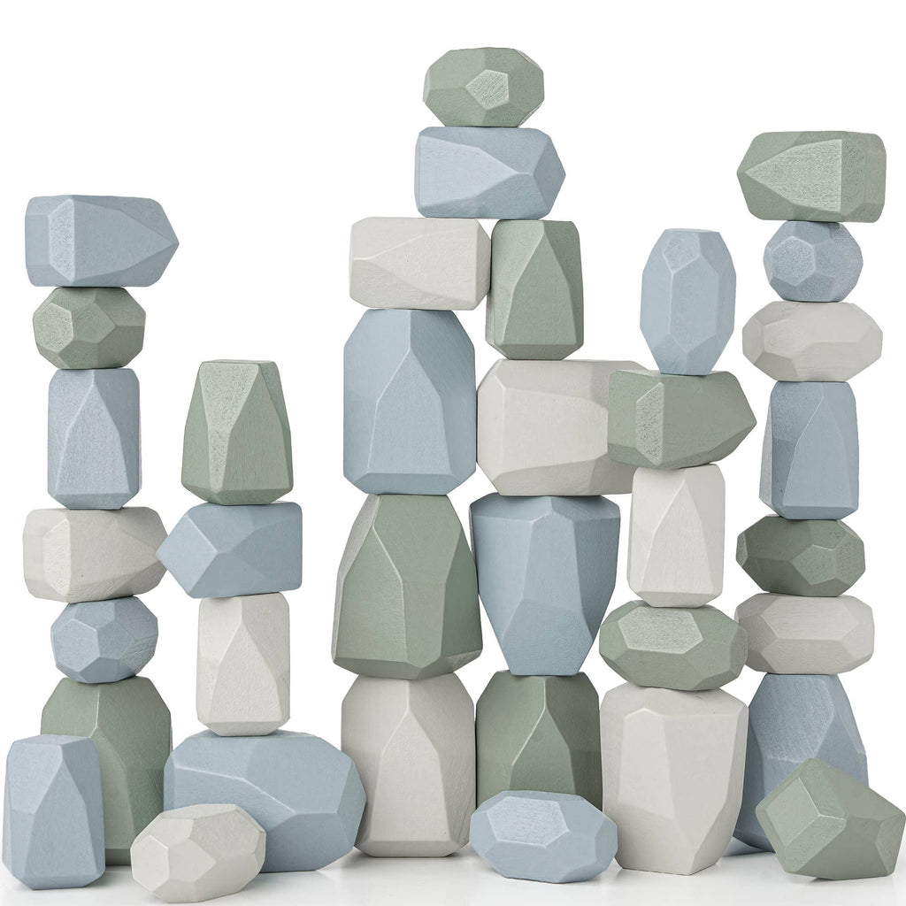 Stacking Rocks, 36 pcs Wooden Stacking Stones by Comfy Cubs